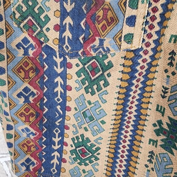 Vintage 80s High Waist Cotton Waliking Shorts Southwestern Pattern Size 12 - Picture 14 of 15